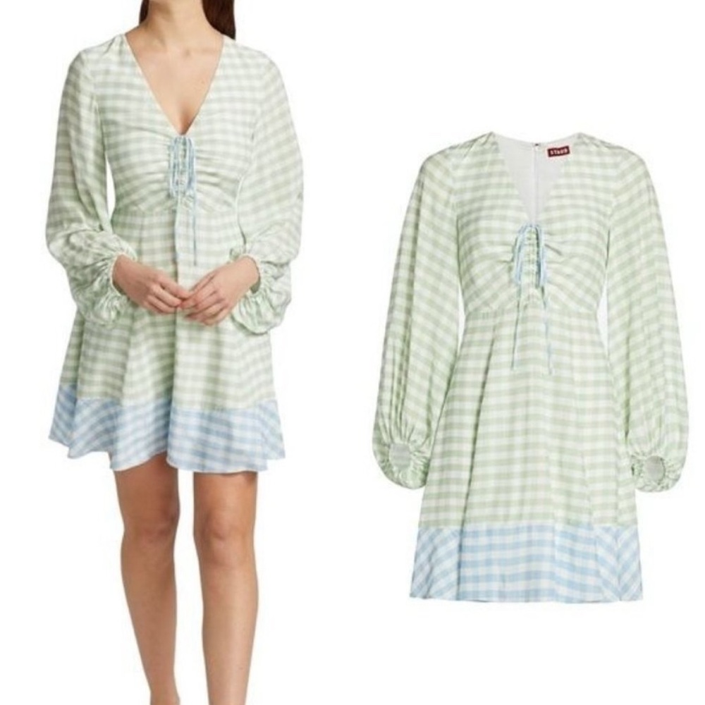 STAUD Dress Gingham Mini Dress,  Size 2, NWT